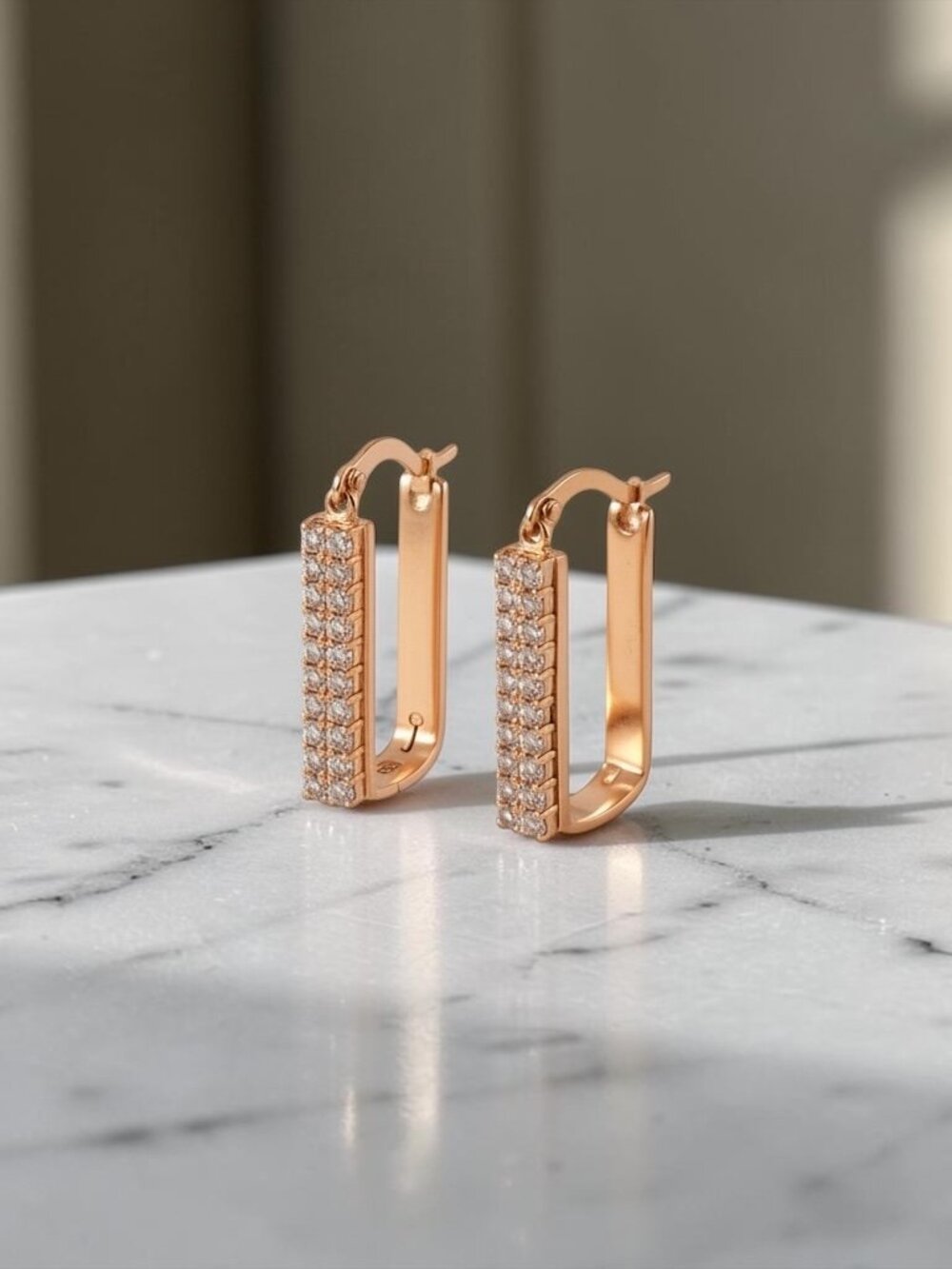 Gold Filled Hoop Earrings with White Cubic Zirconia